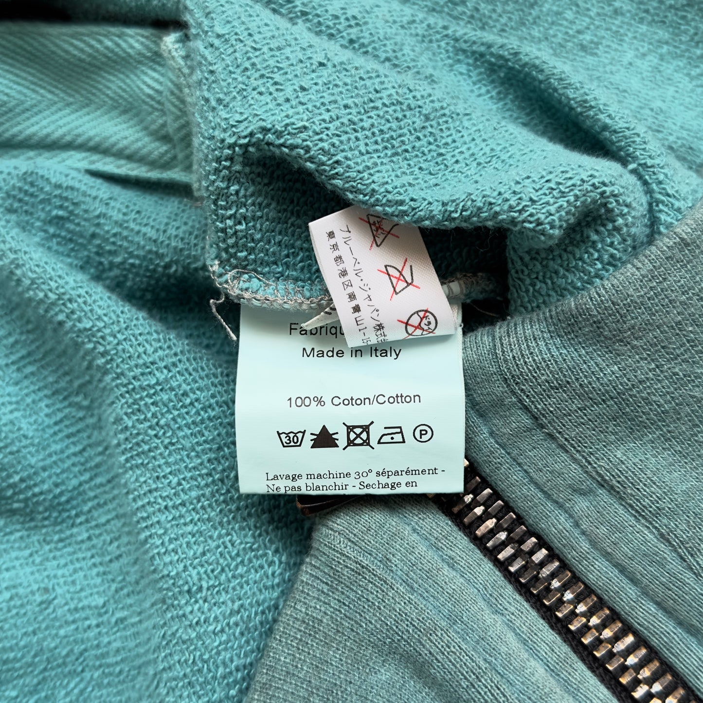 Balmain F/W 2011 Decarnin Turquoise Side Zip Hoodie