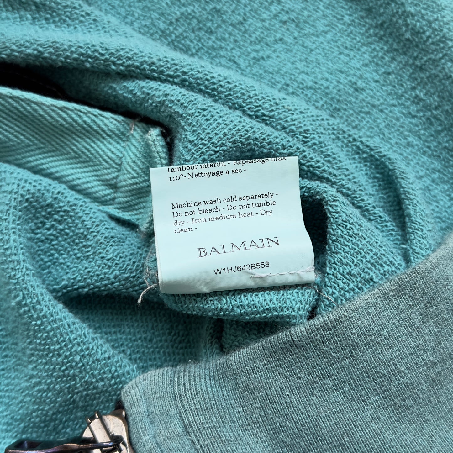 Balmain F/W 2011 Decarnin Turquoise Side Zip Hoodie