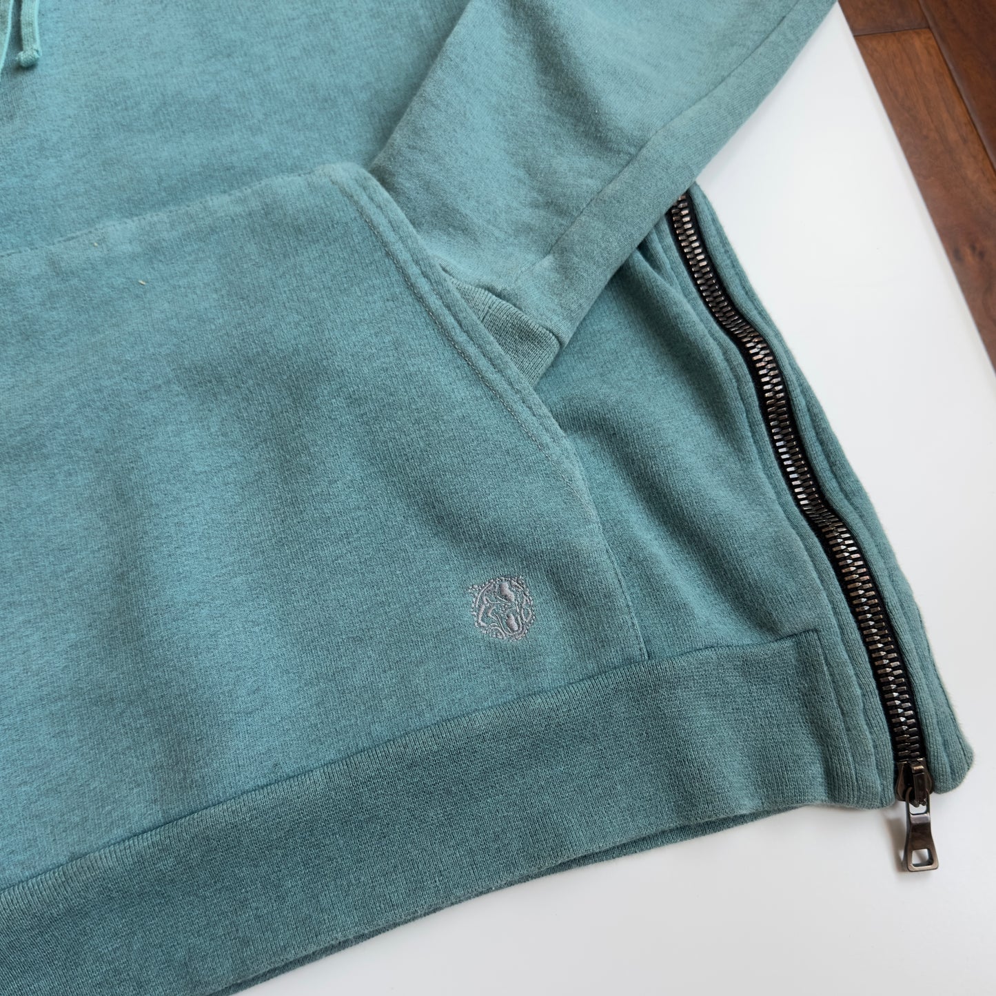 Balmain F/W 2011 Decarnin Turquoise Side Zip Hoodie