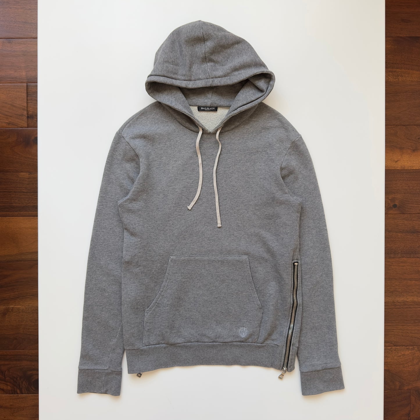 Balmain F/W 2011 Decarnin Grey Side Zip Hoodie