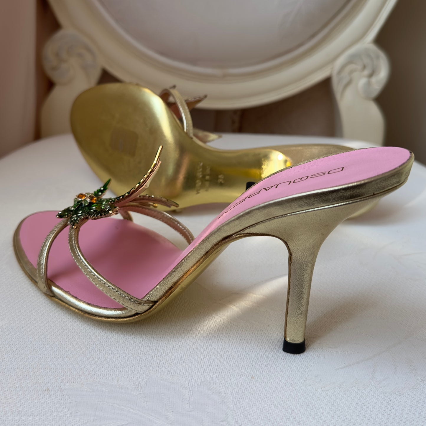Dsquared2 S/S 2005 Marijuana Leaf Gold Sandals