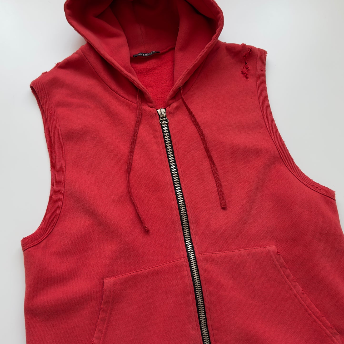 Balmain S/S 2010 Decarnin Distressed Sleeveless Hoodie