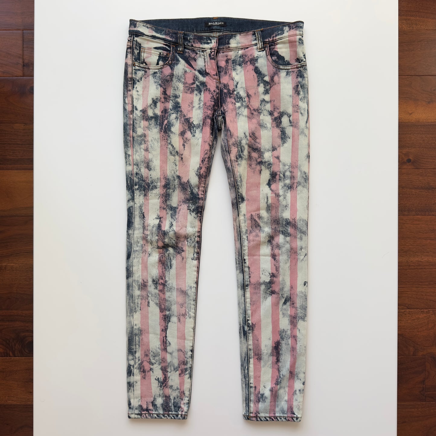 Balmain S/S 2011 Decarnin Striped Flag Bleached Jeans