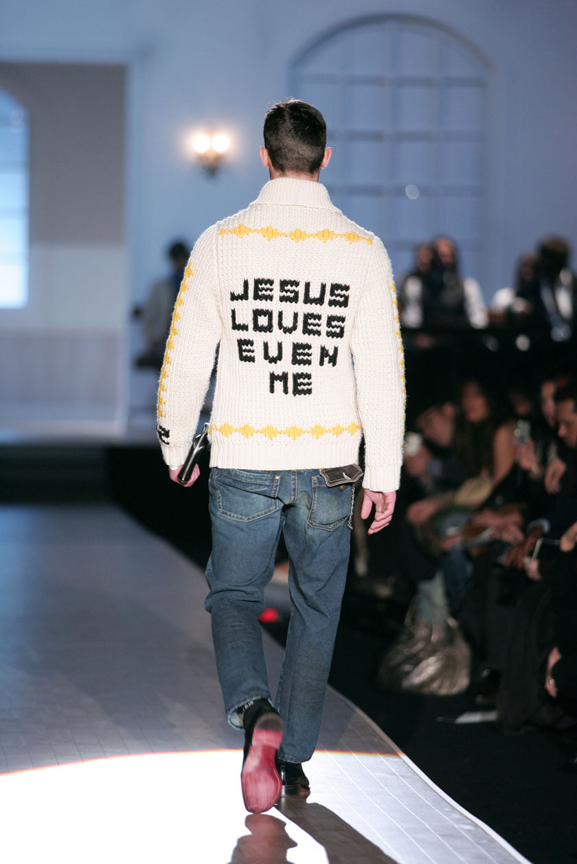 Dsquared2 A/W 2005 “Jesus Loves Even Me” Cowichan Sweater