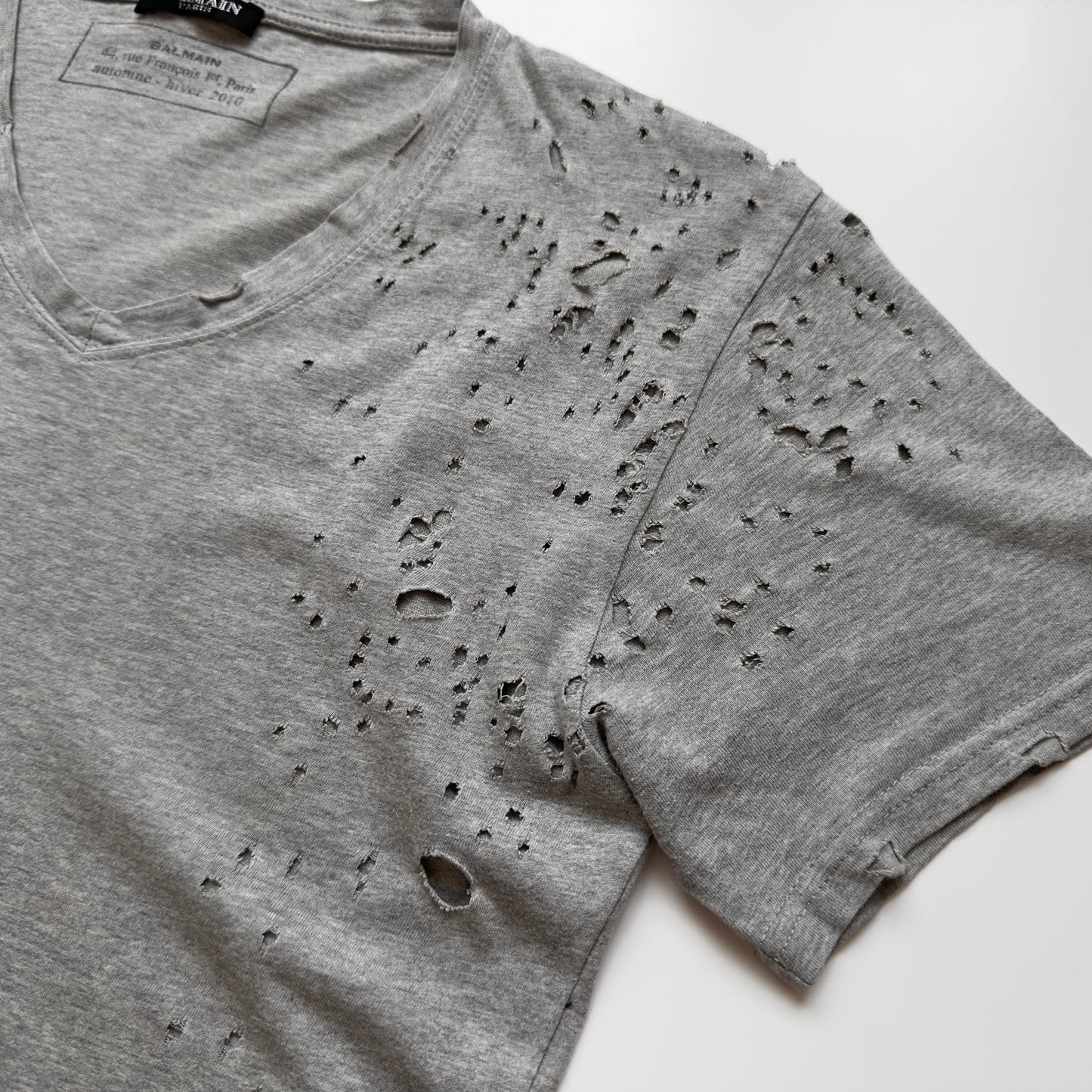 Balmain A/W 2010 Decarnin “Shotgun” Distressed T-Shirt