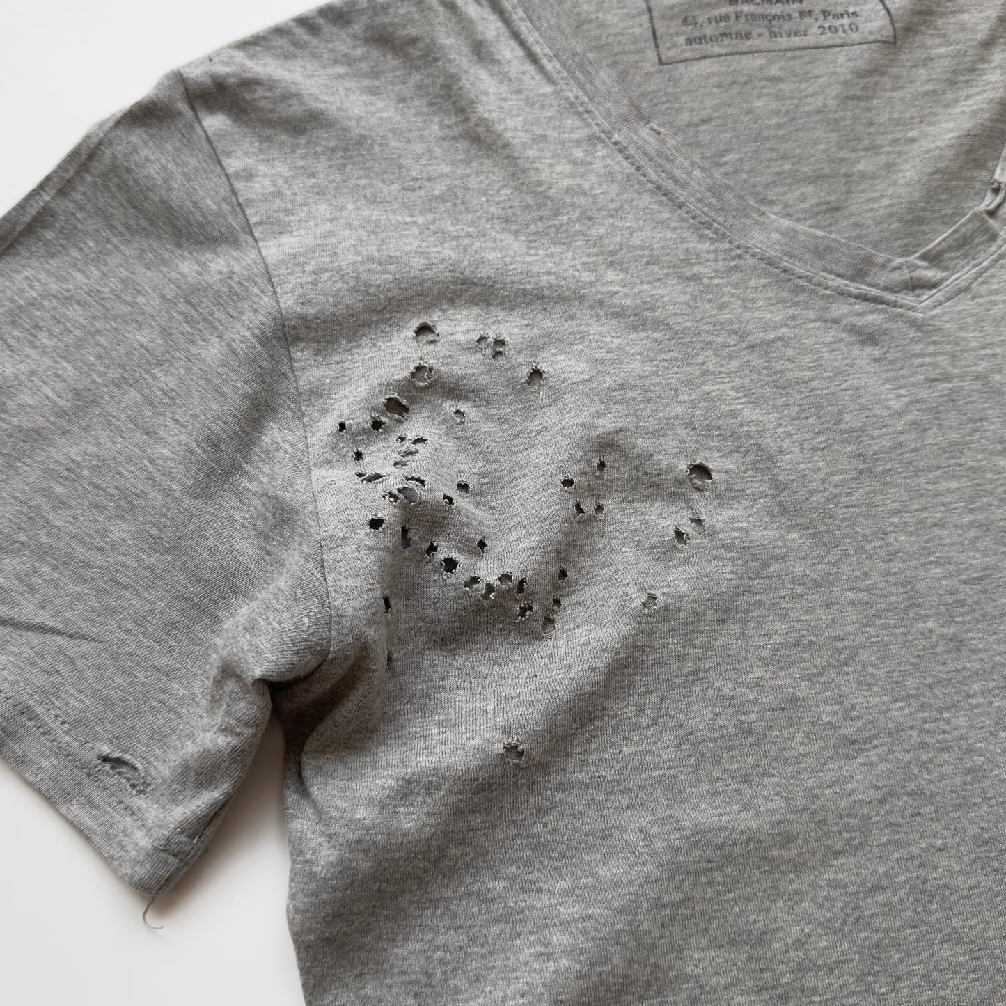 Balmain A/W 2010 Decarnin “Shotgun” Distressed T-Shirt