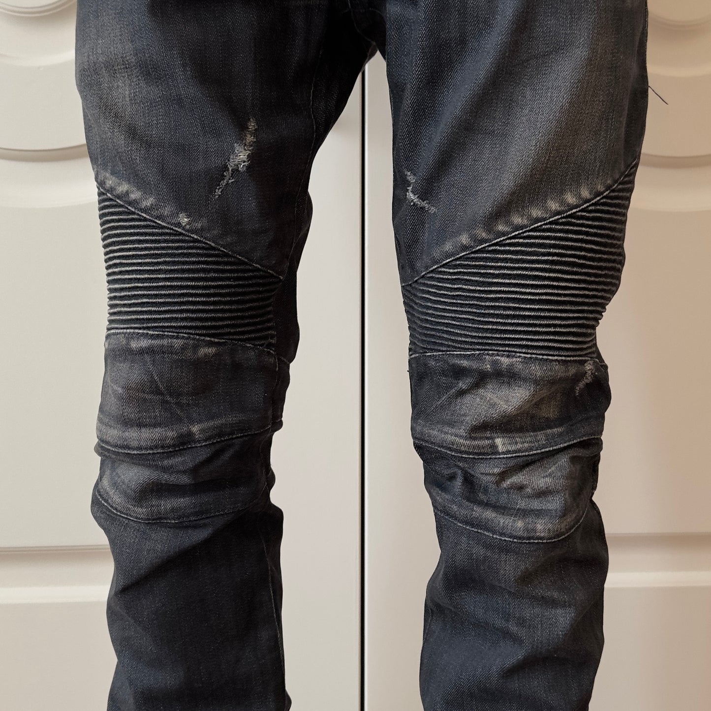 Balmain F/W 2011 Decarnin Baked Black Distressed Biker Jeans