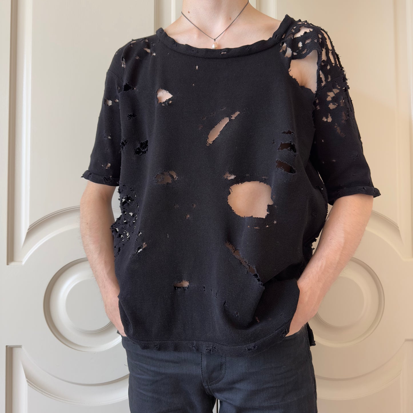 Balmain S/S 2010 Decarnin Destroyed Thermal T-Shirt