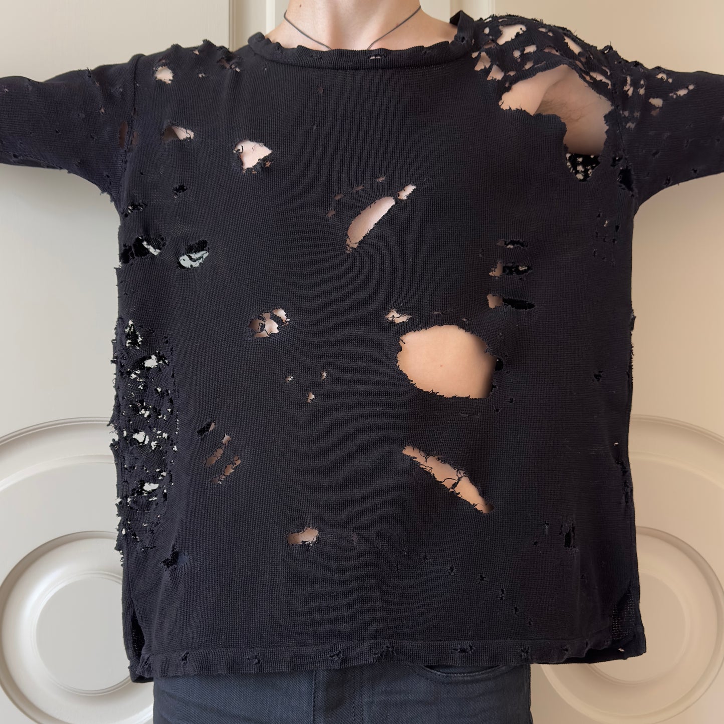 Balmain S/S 2010 Decarnin Destroyed Thermal T-Shirt