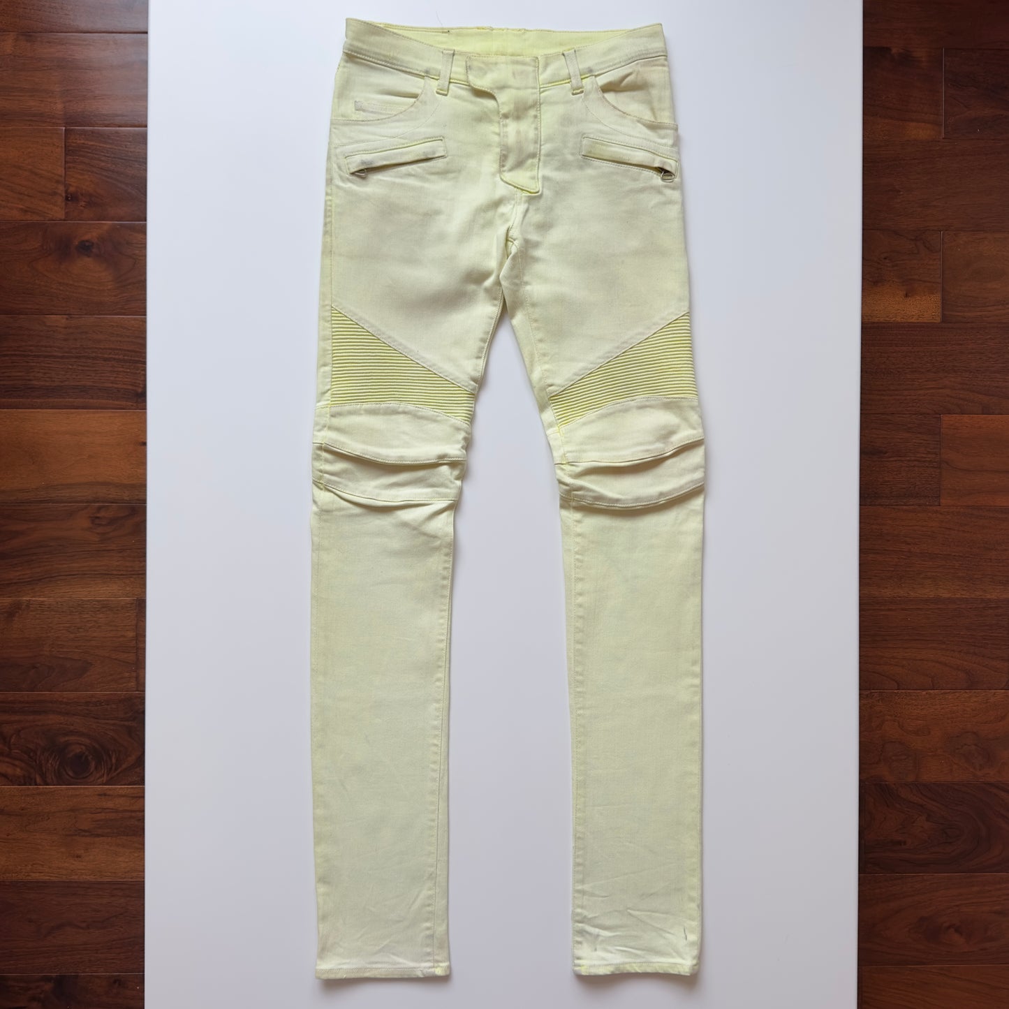Balmain S/S 2010 Decarnin Yellow Biker Jeans