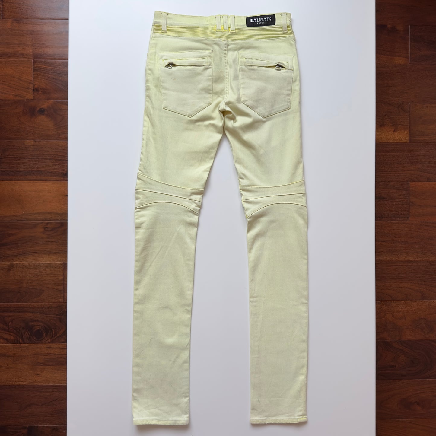 Balmain S/S 2010 Decarnin Yellow Biker Jeans