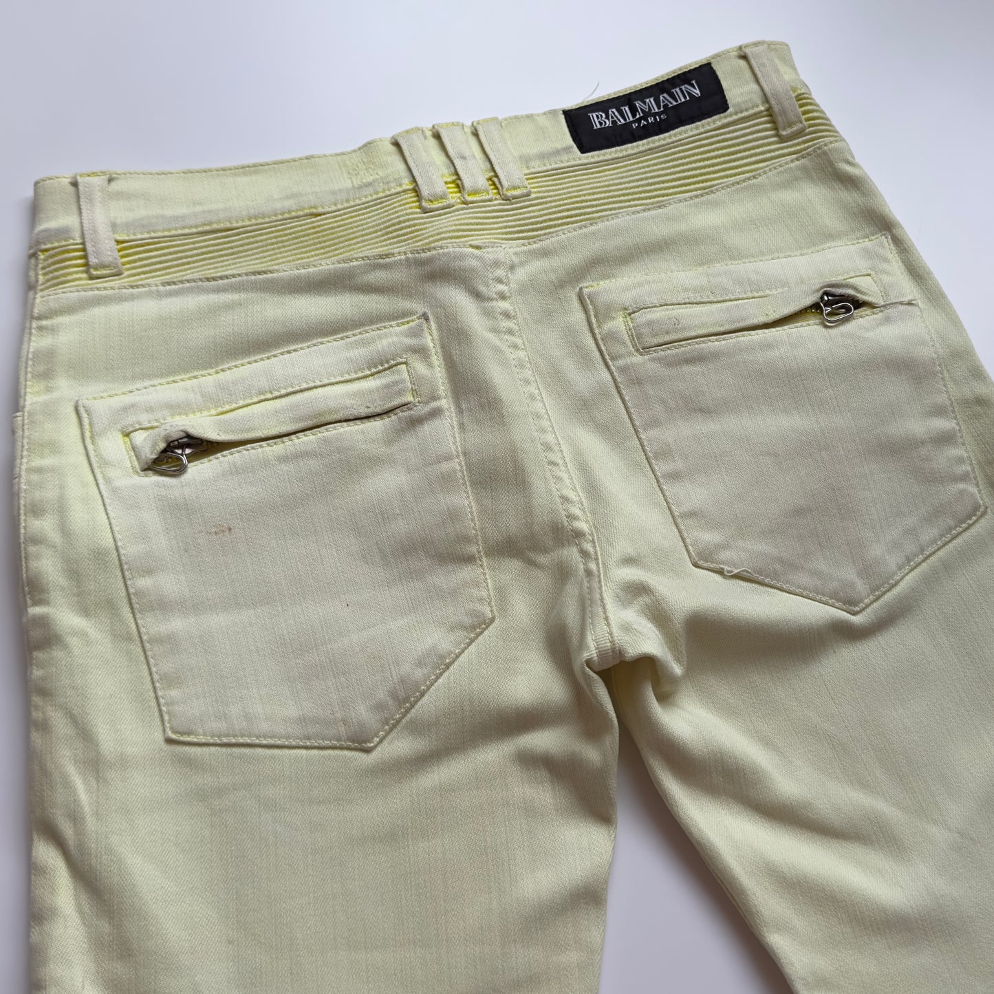 Balmain S/S 2010 Decarnin Yellow Biker Jeans