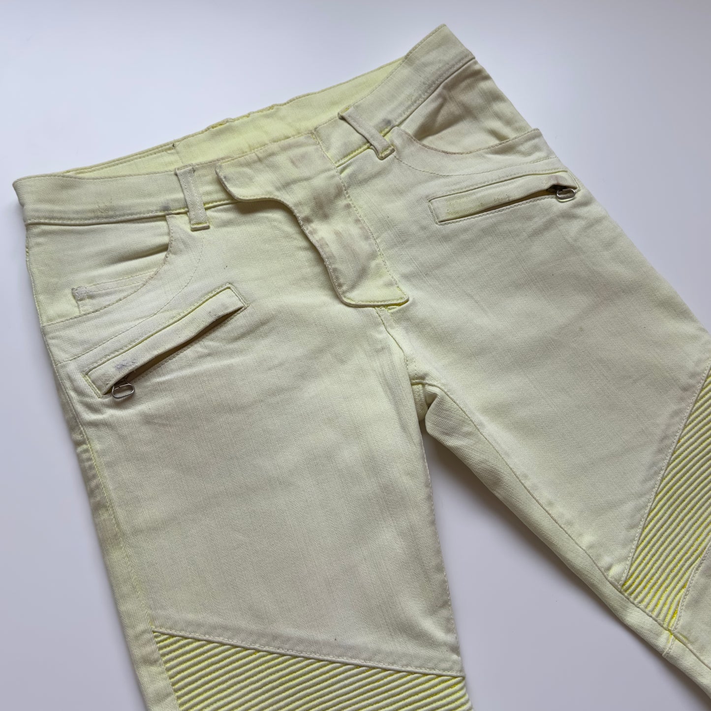 Balmain S/S 2010 Decarnin Yellow Biker Jeans