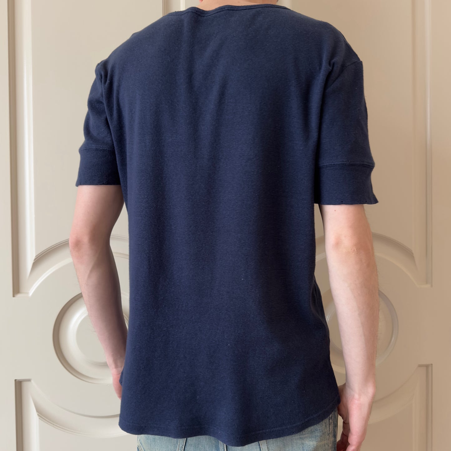 Balmain A/W 2010 Decarnin Thermal Dark Blue Raglan T-Shirt