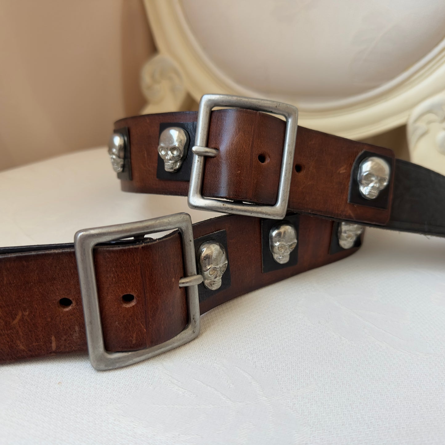 Dsquared2 F/W 2005 Leather Skull & Silver Hardware Belt