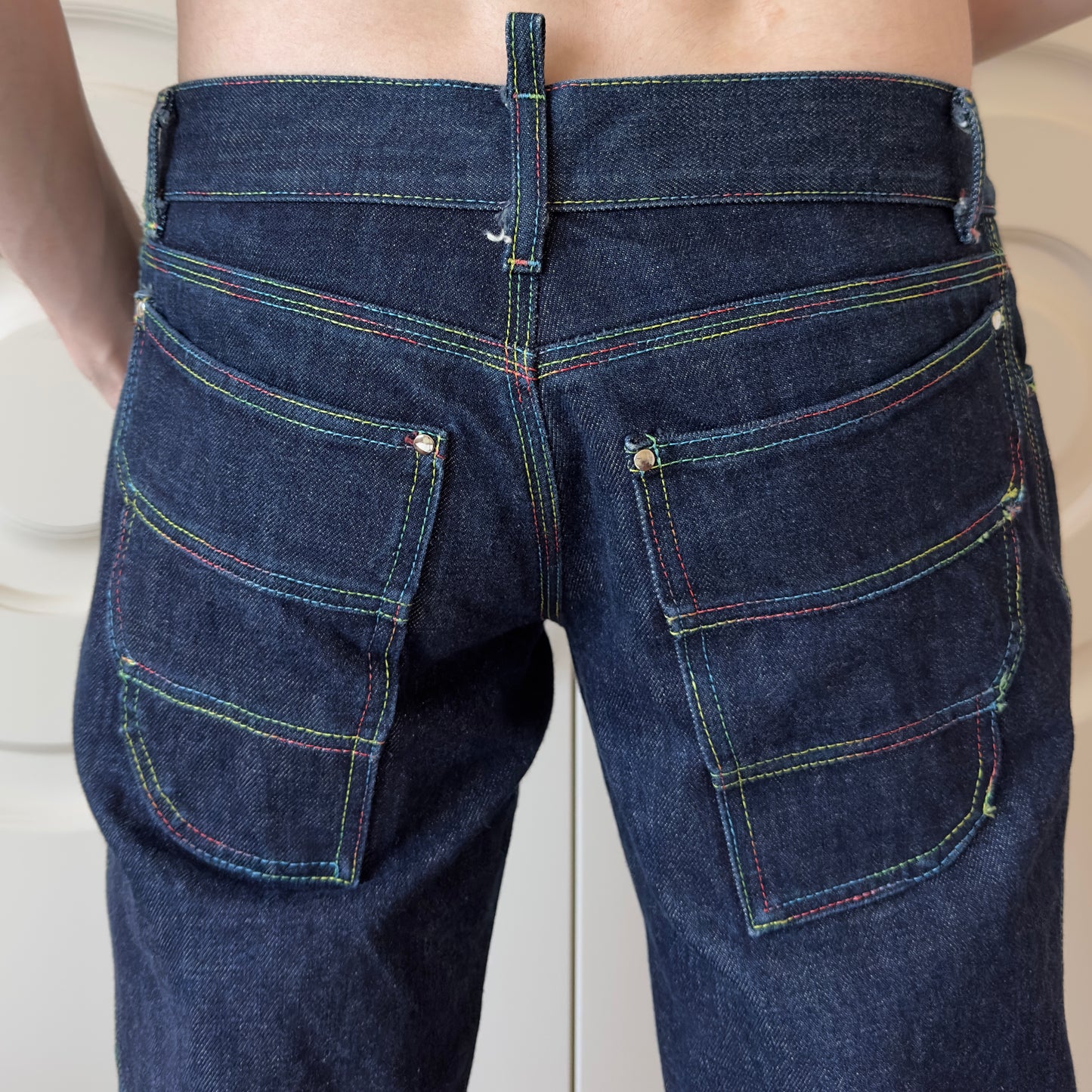 Dsquared2 S/S 2001 Rainbow Stitch Denim Pants