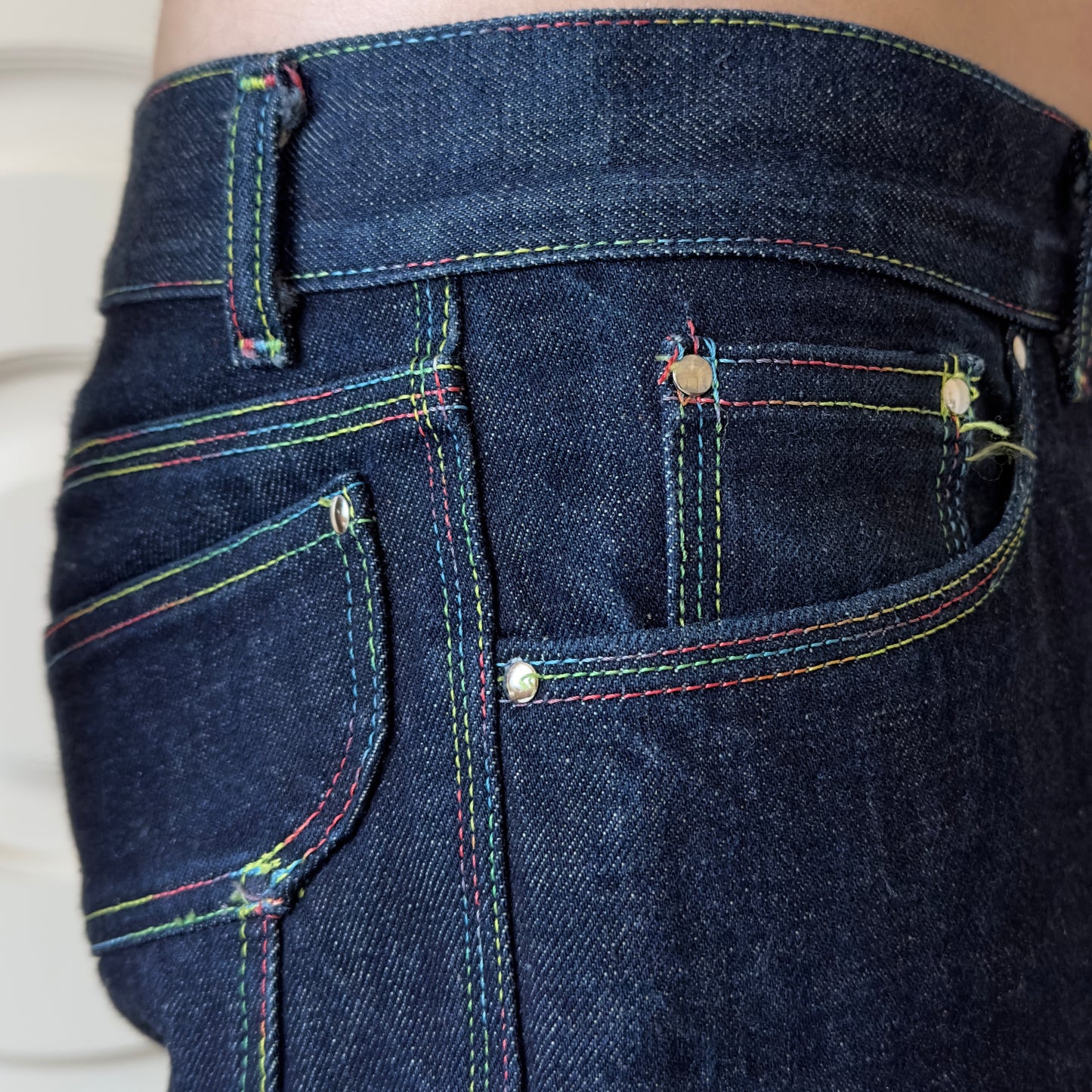 Dsquared2 S/S 2001 Rainbow Stitch Denim Pants