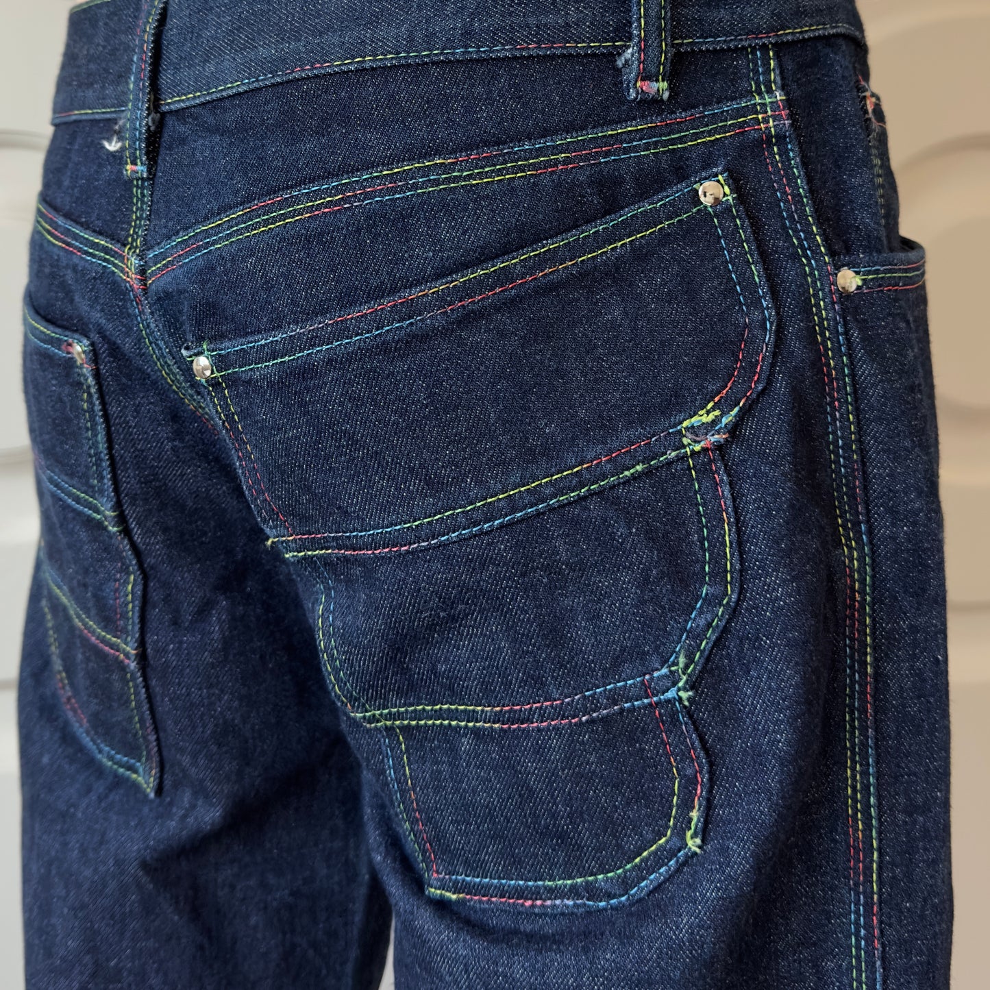 Dsquared2 S/S 2001 Rainbow Stitch Denim Pants