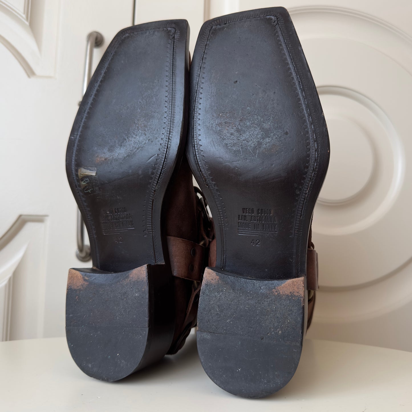 Dsquared2 S/S 2003 Suede Square Toe Harness Boots