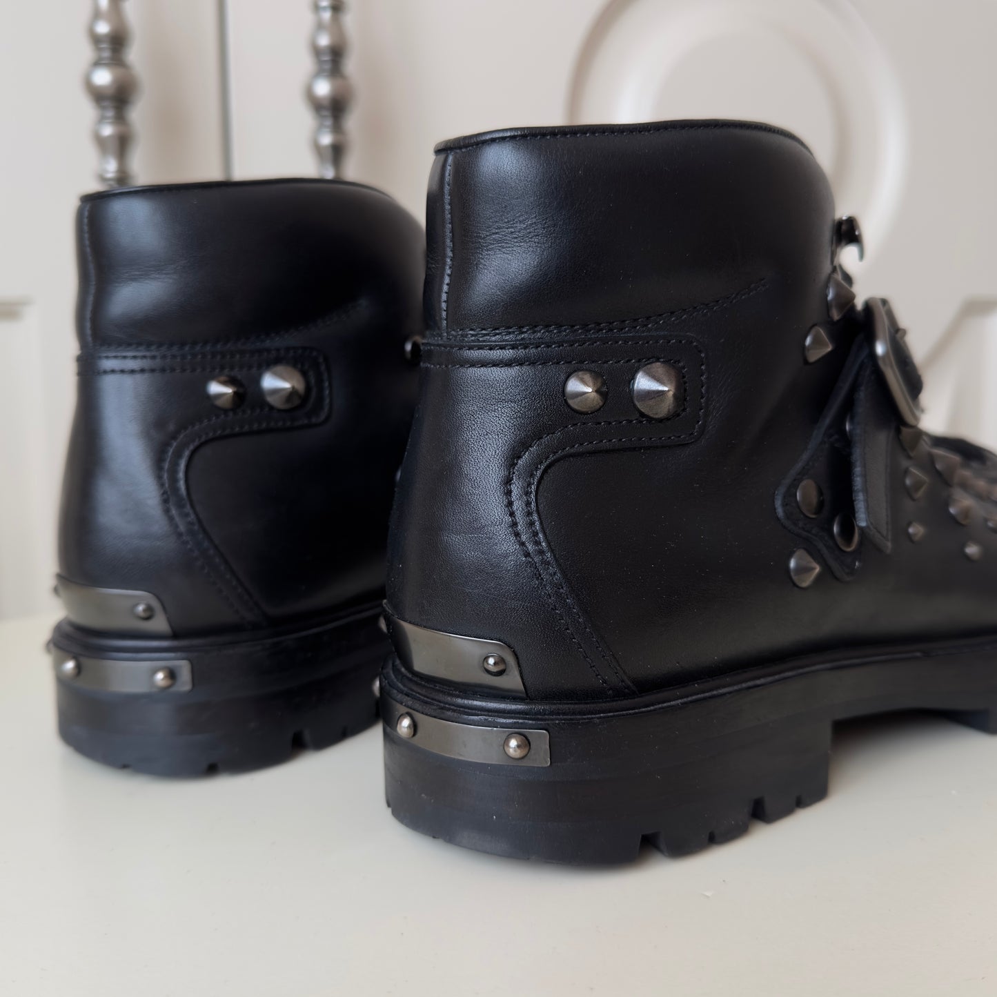 Prada Studded Steel Toe Leather Boots