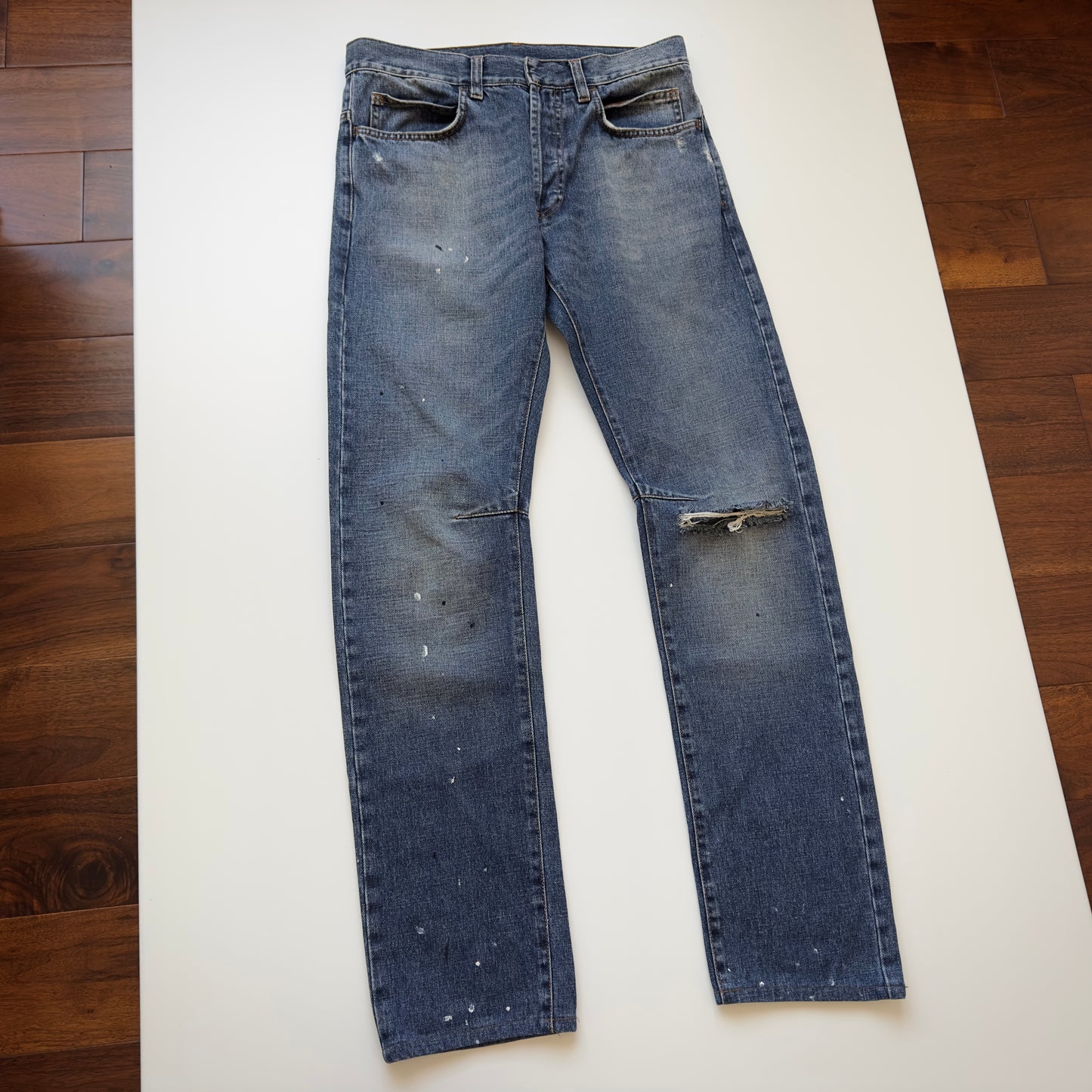 Balmain A/W 2010 Decarnin Distressed Paint-Splatter Jeans