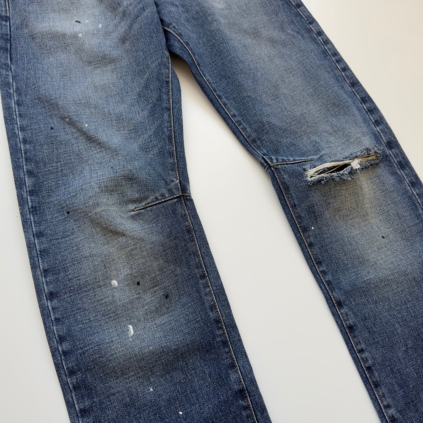 Balmain A/W 2010 Decarnin Distressed Paint-Splatter Jeans