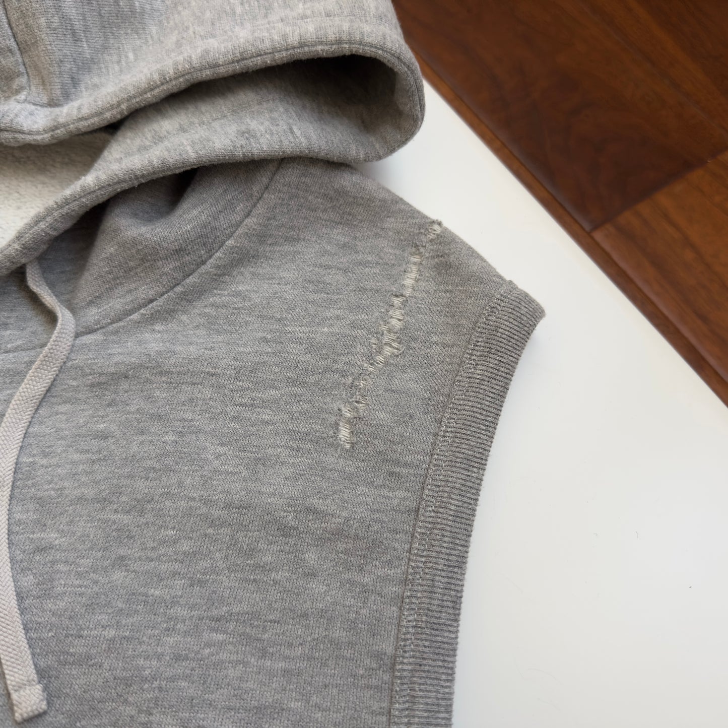 Balmain S/S 2010 Decarnin Distressed Sleeveless Hoodie
