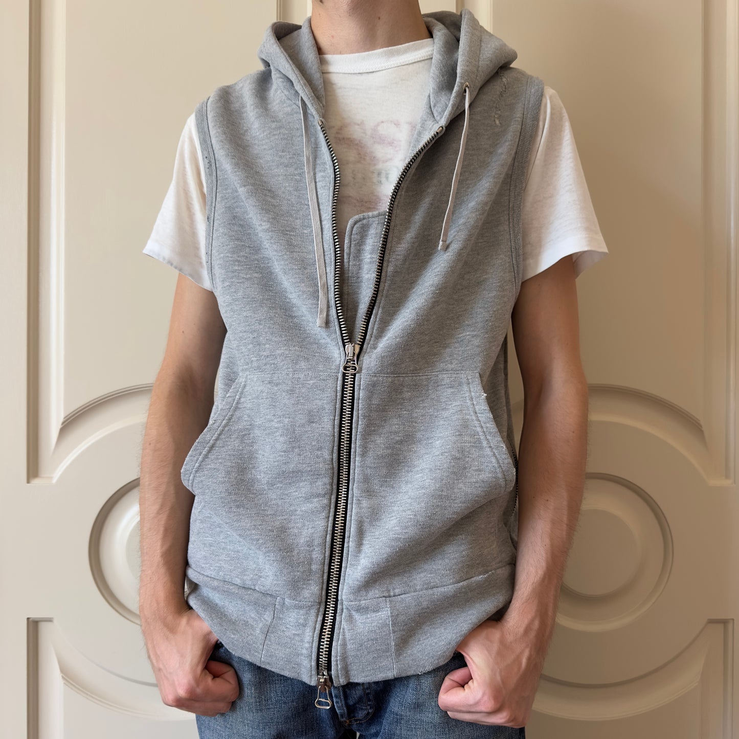 Balmain S/S 2010 Decarnin Distressed Sleeveless Hoodie