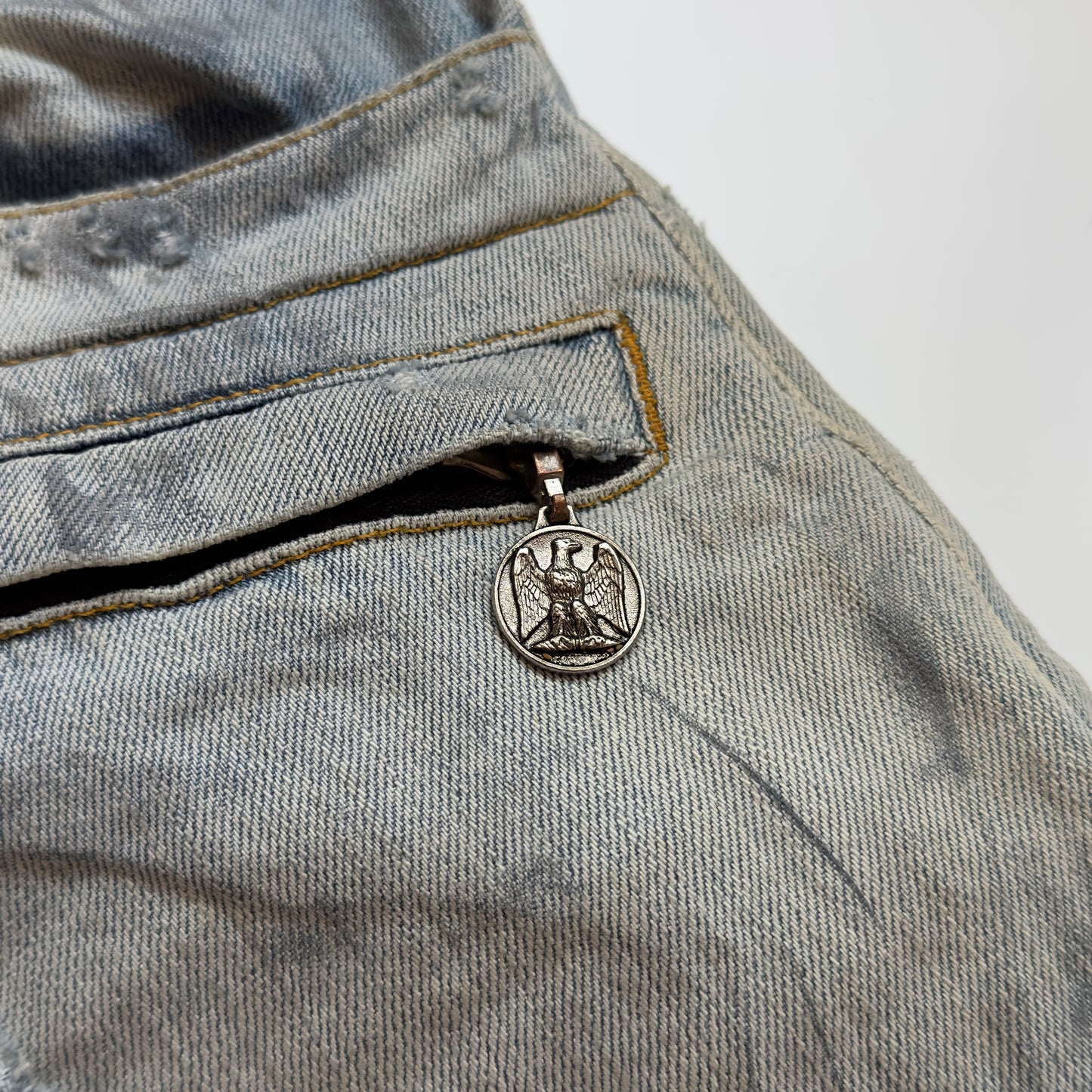 Balmain S/S 2011 Decarnin Light Wash Distressed Biker Jeans
