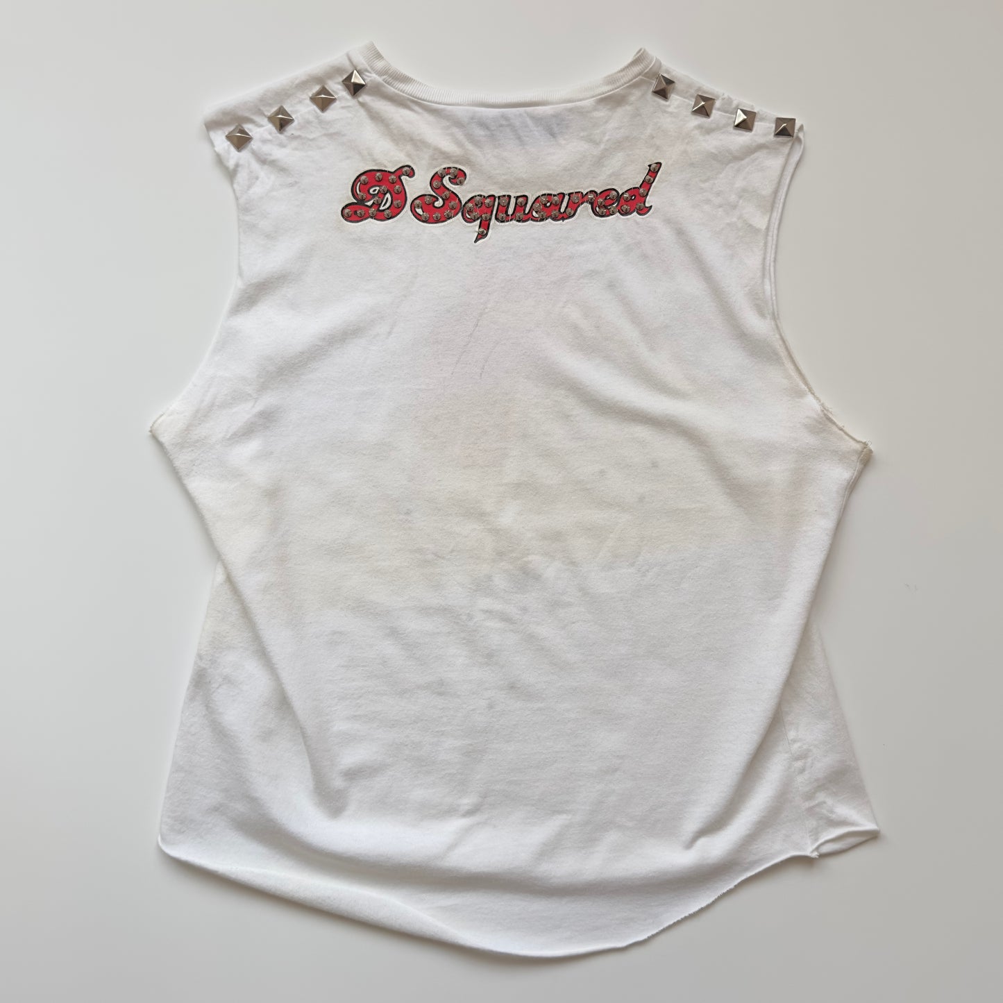 Dsquared² F/W 2001-02 Rolling Stones Studded Distressed Sleeveless Shirt