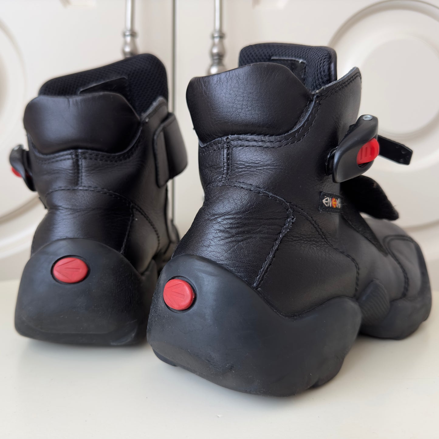 ENERGIE 1990s 'Garnett' Black Leather Buckle Boots