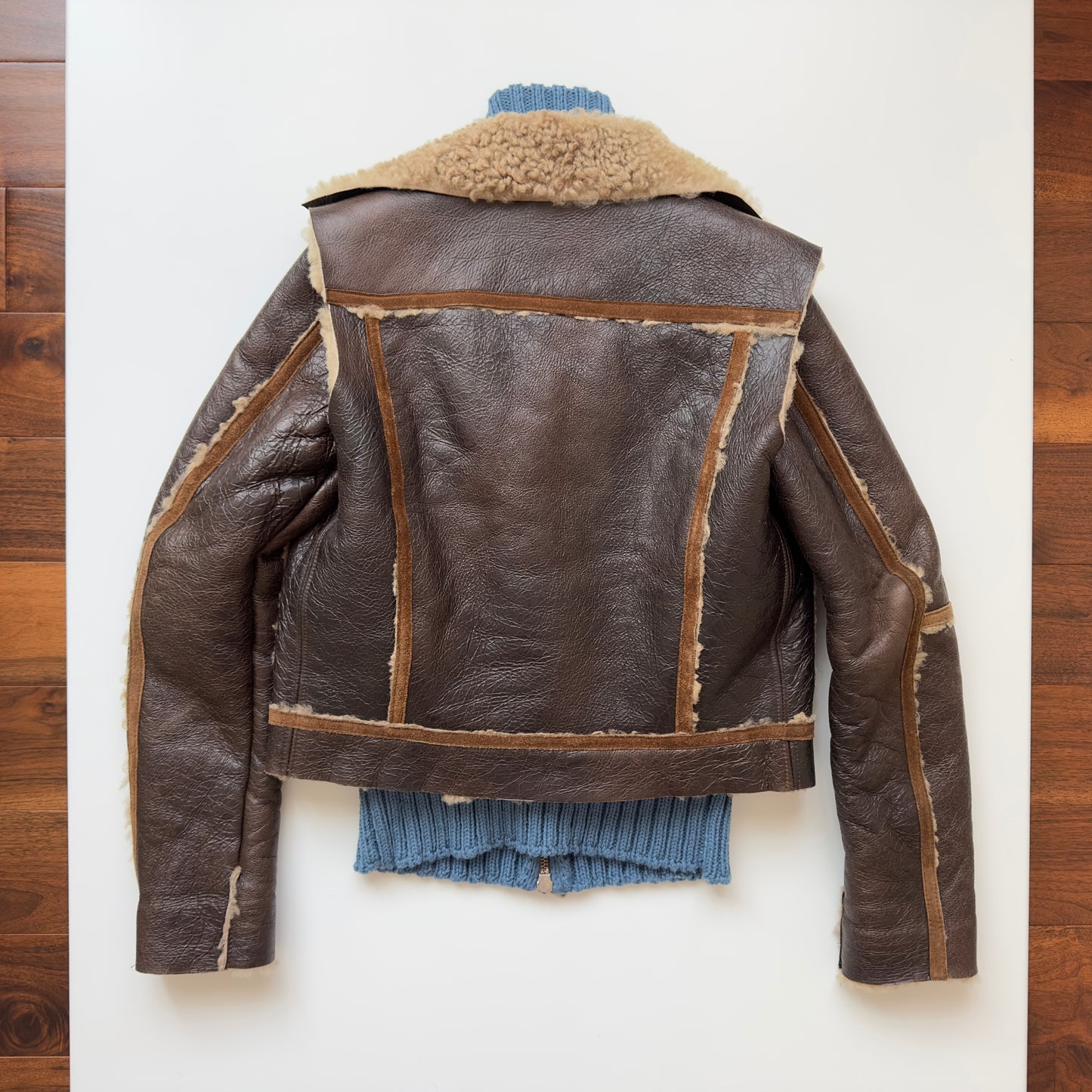 Dsquared2 F/W 2002 Hybrid Shearling Leather-Knit Jacket