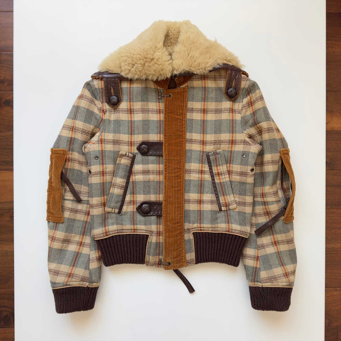 Dsquared2 F/W 2003 Plaid Fur Collar Jacket
