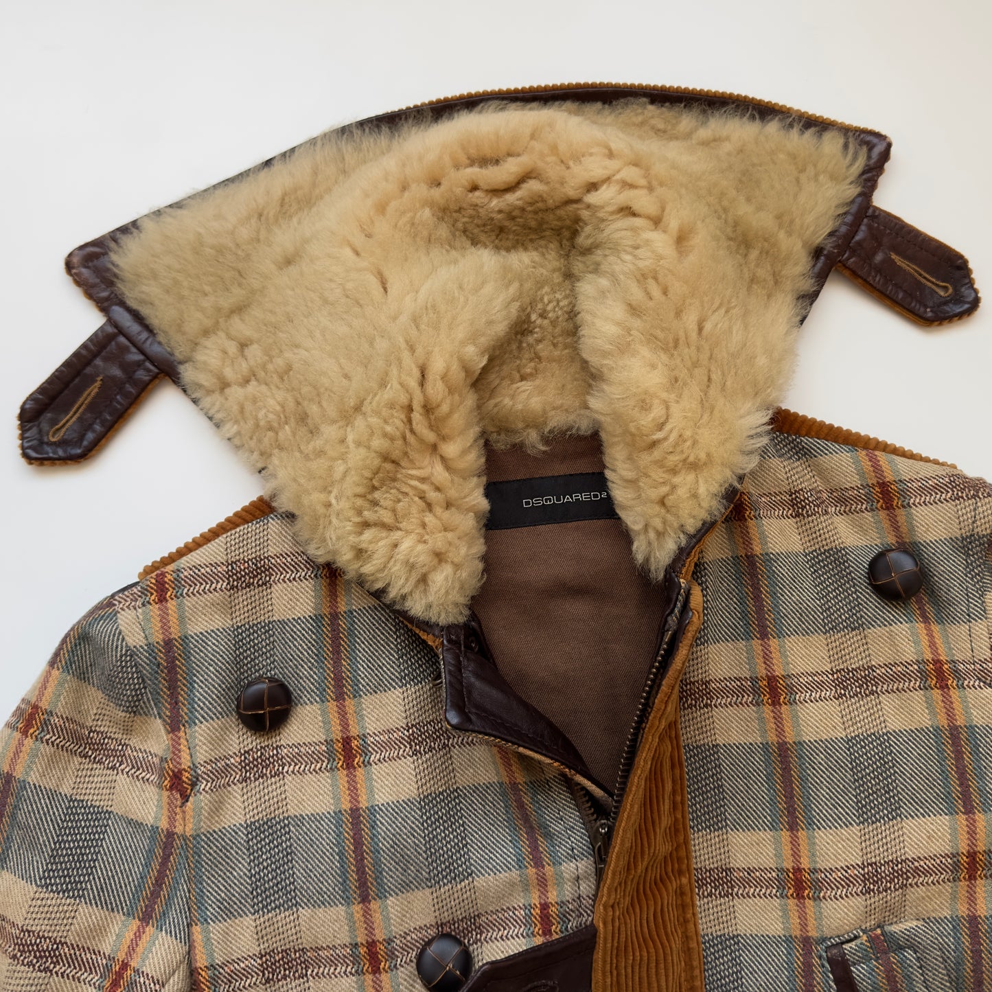 Dsquared2 F/W 2003 Plaid Fur Collar Jacket
