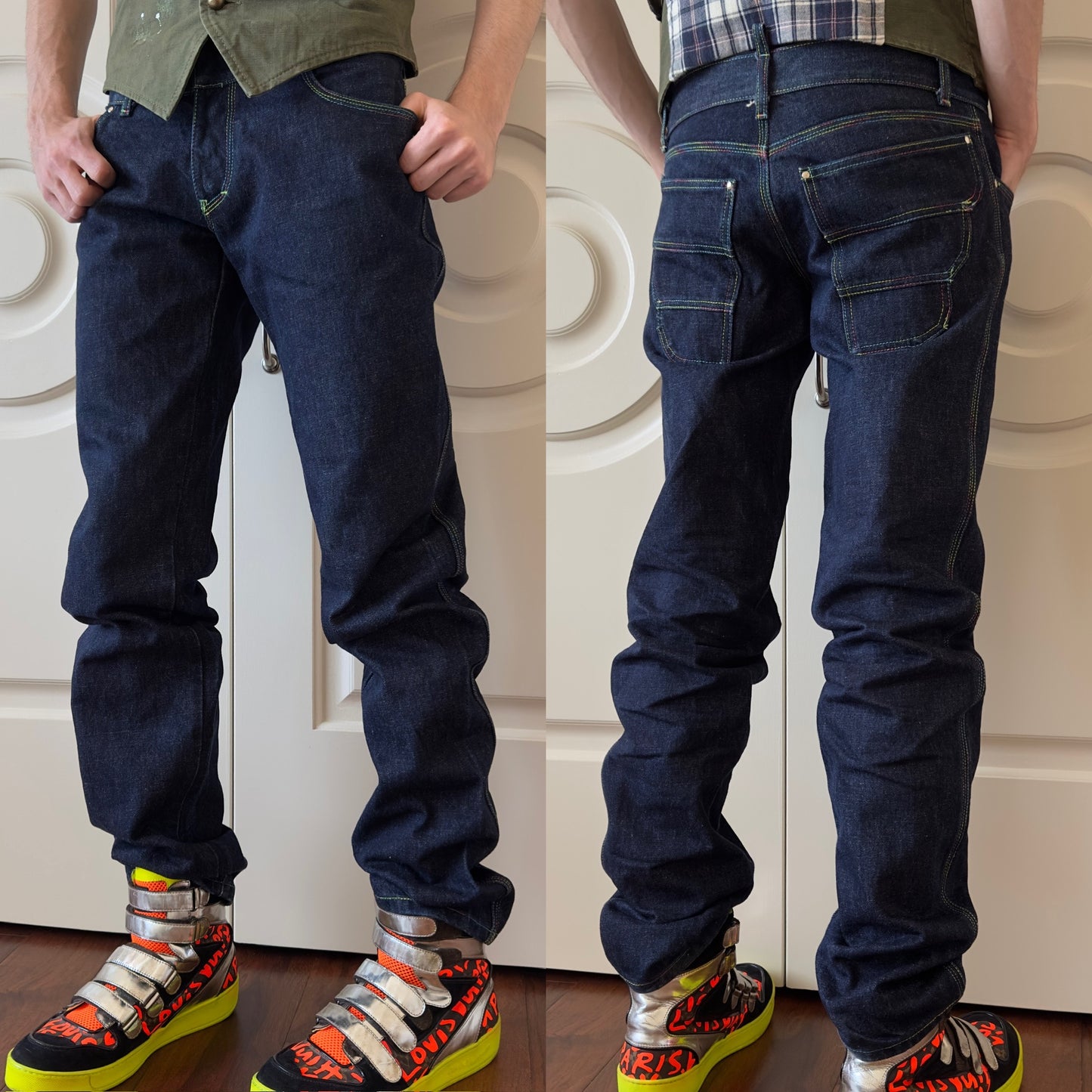 Dsquared2 S/S 2001 Rainbow Stitch Denim Pants