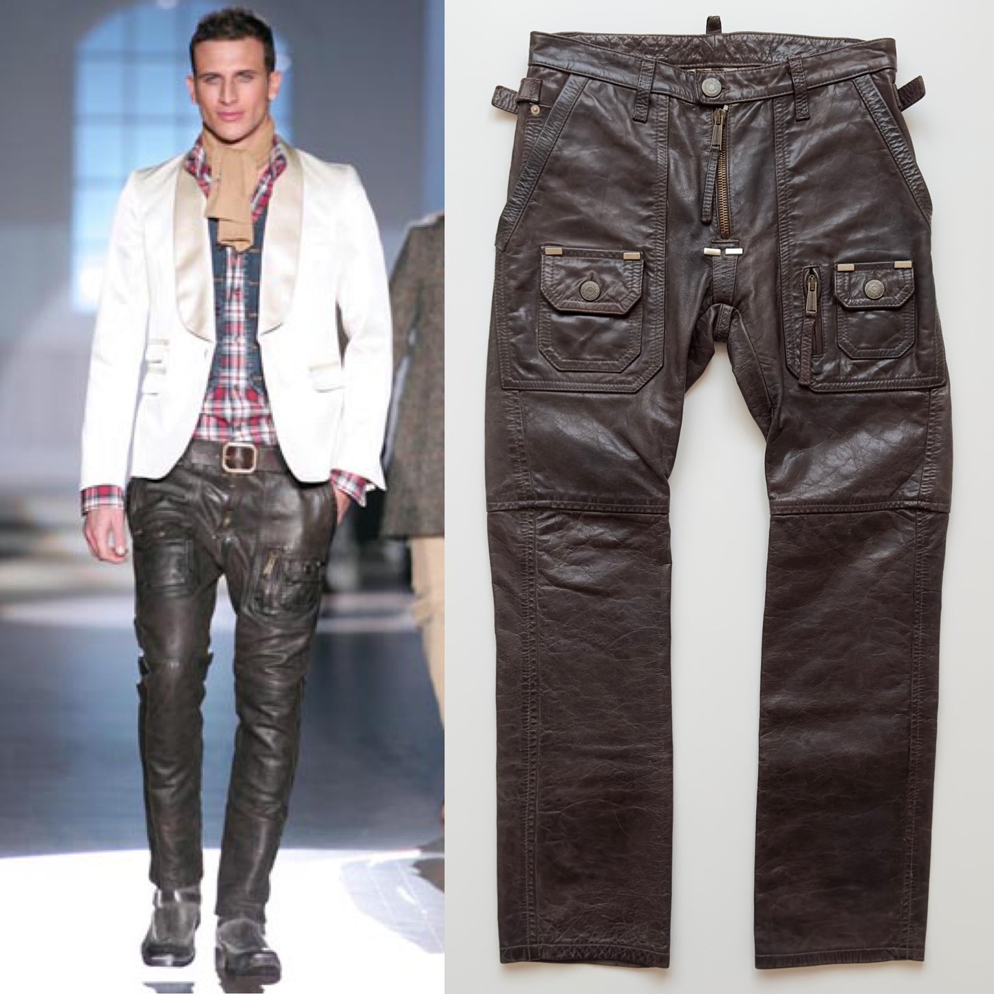 Dsquared2 F/W 2005 Cowhide Leather Biker Pants