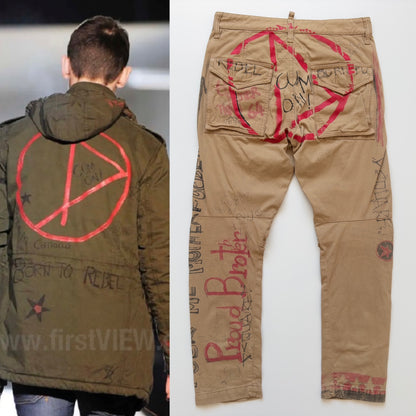 Dsquared2 F/W 2012 Anarchy Graffiti Military Herringbone Pants