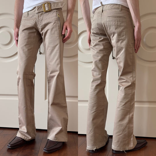 Dsquared2 F/W 2000–01 Flared Belted Khaki Pants