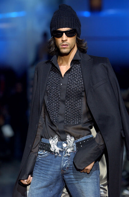 Dsquared2 F/W 2003 Crystal Studded Eagle Buckle Belt