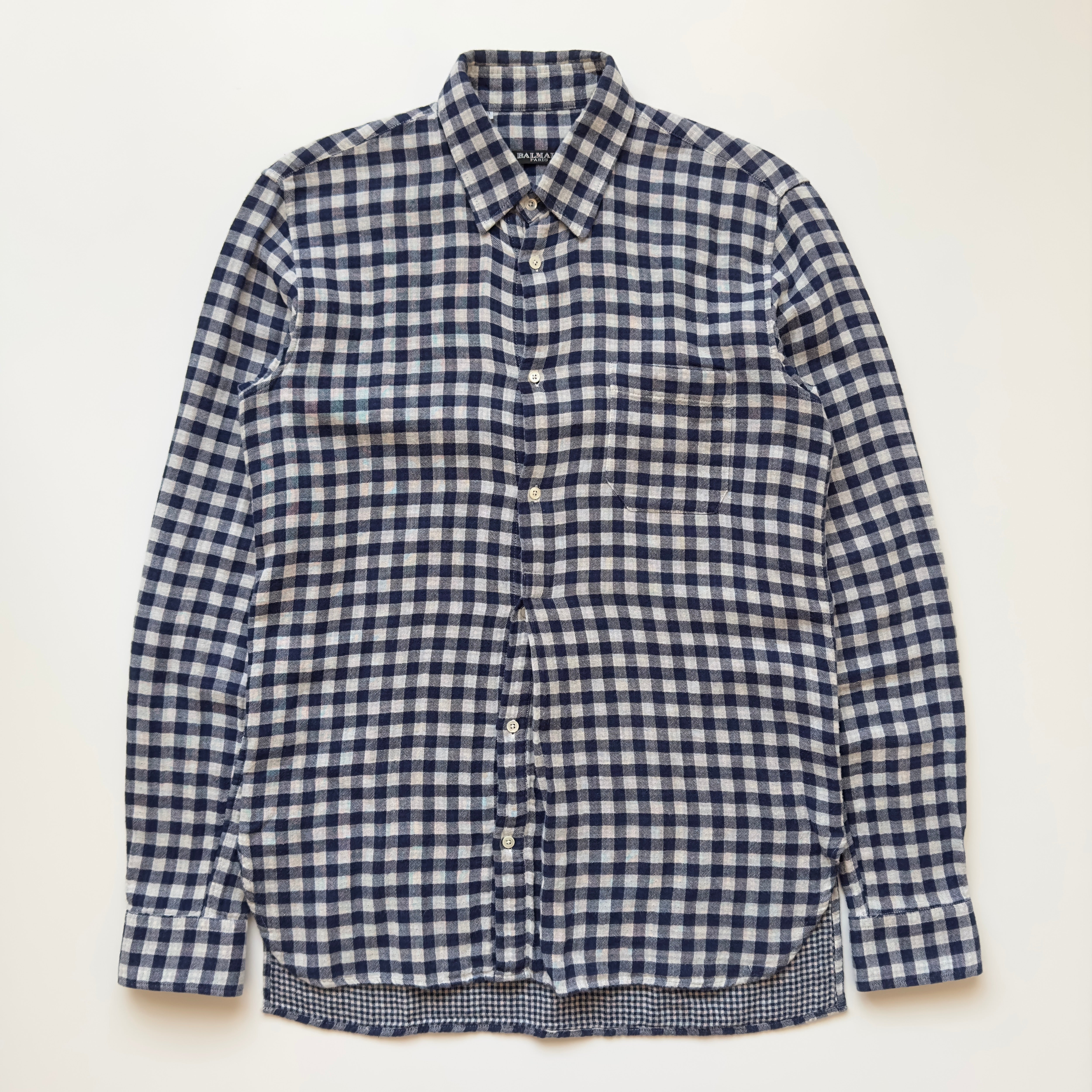balmain SS11 チェック半袖シャツ　Decarnin サイズ38 balmain SS11 チェック半袖シャツ Decarnin サイズ38