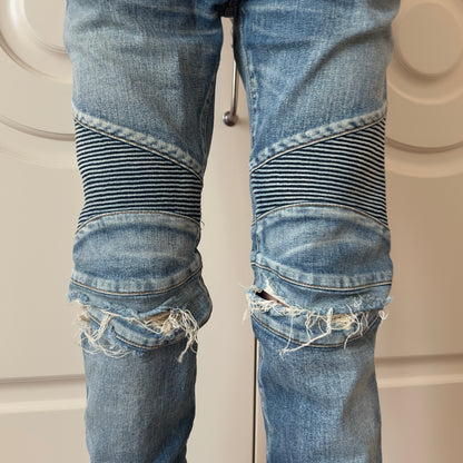 Balmain Distressed Mud Wash Biker Jeans