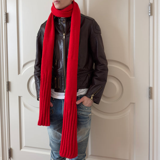 Dsquared2 F/W 2001 Long Red Merino Wool Scarf