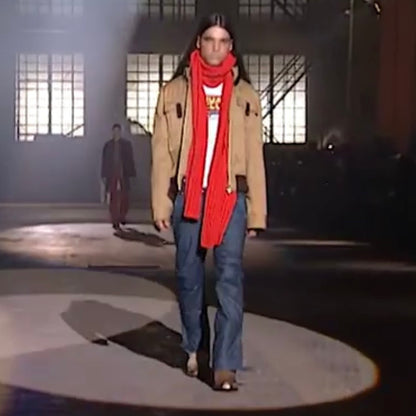 Dsquared2 F/W 2001 Long Red Merino Wool Scarf