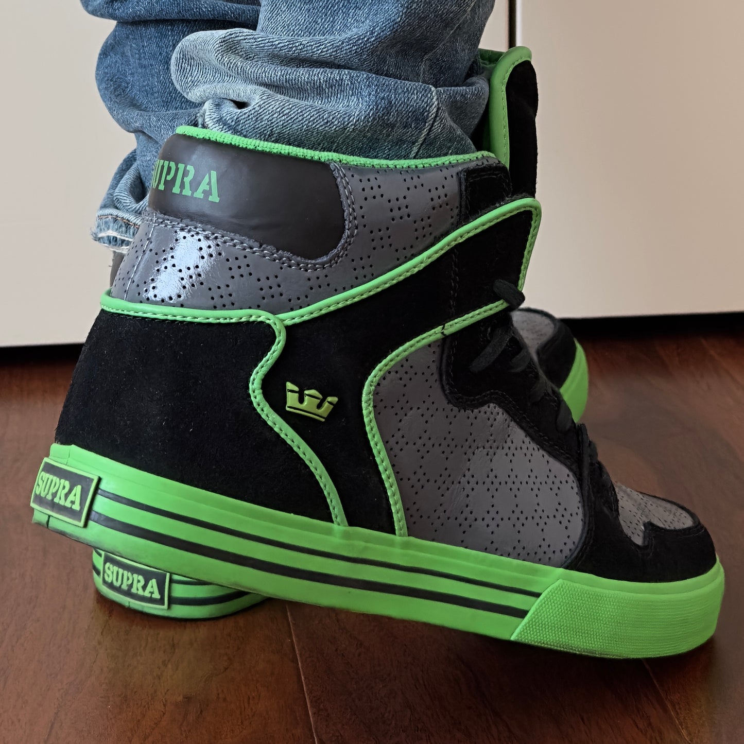 Supra 2009 Vaider Charcoal Green High-Top Sneakers