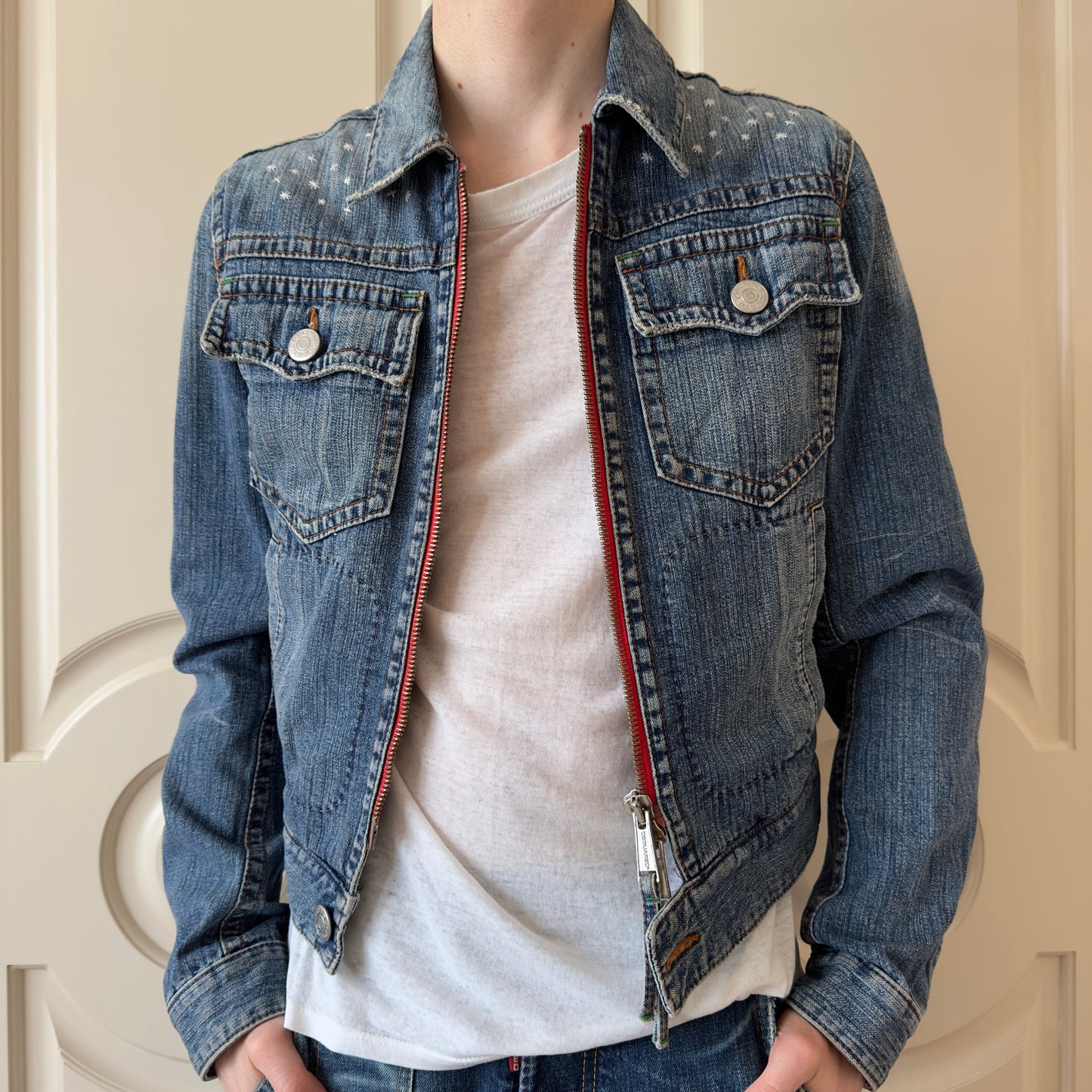 Dsquared2 F/W 2004 Twins Mountain Range Embroidered Denim Jacket