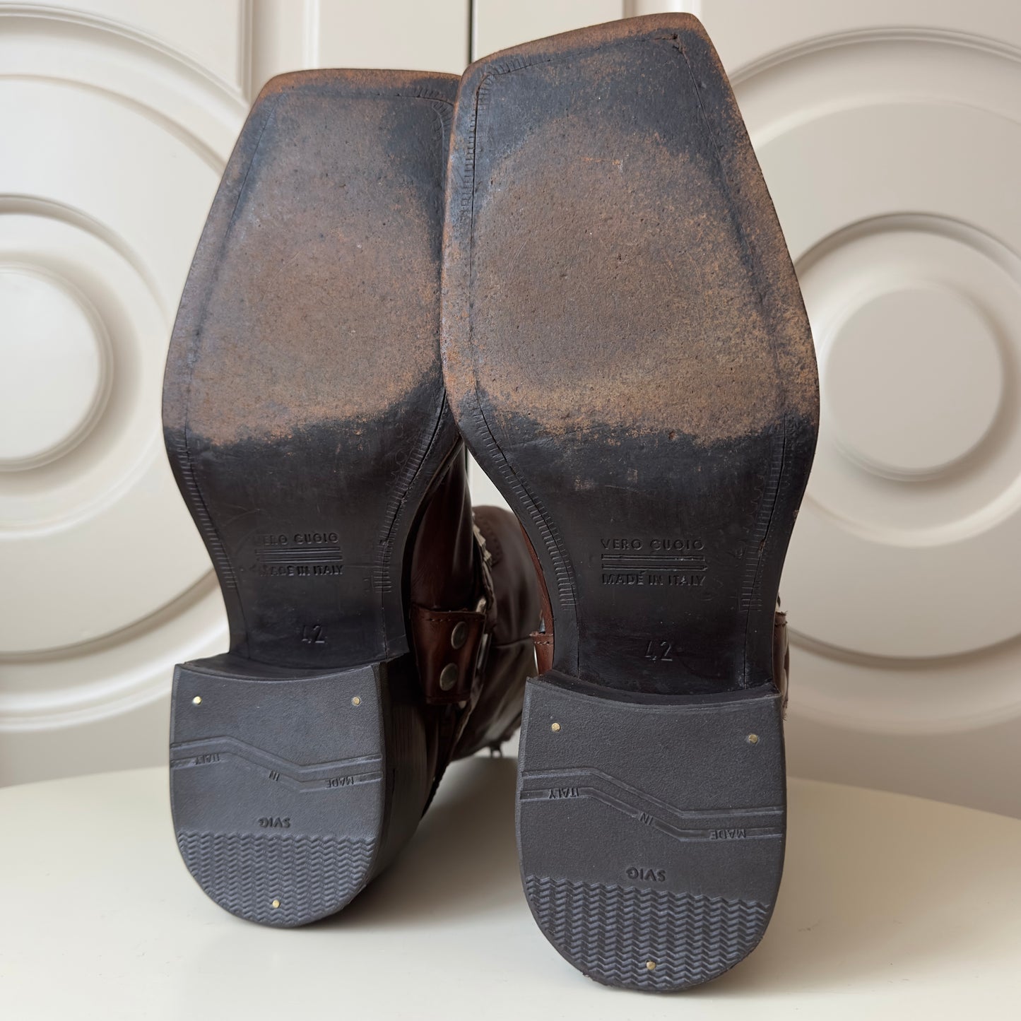 Dsquared2 F/W 2002 Studded Square Toe Leather Boots