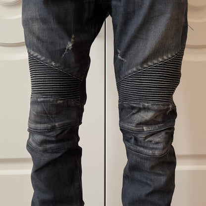 Balmain F/W 2011 Decarnin Baked Black Distressed Biker Jeans