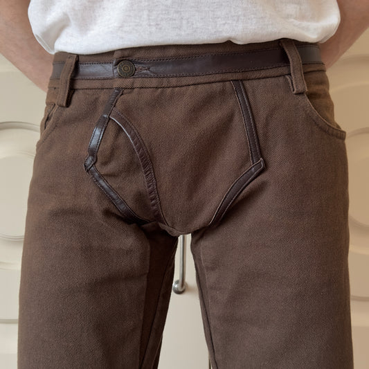 Dsquared2 F/W 2002 Boxer Brief Leather-Trim Pants
