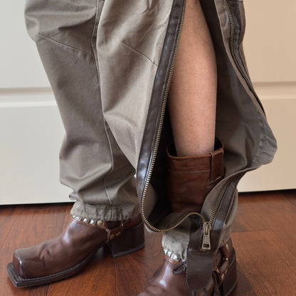 Dsquared2 S/S 2002 Side-Zip Leather-Lined Loose Fit Cargo Pants
