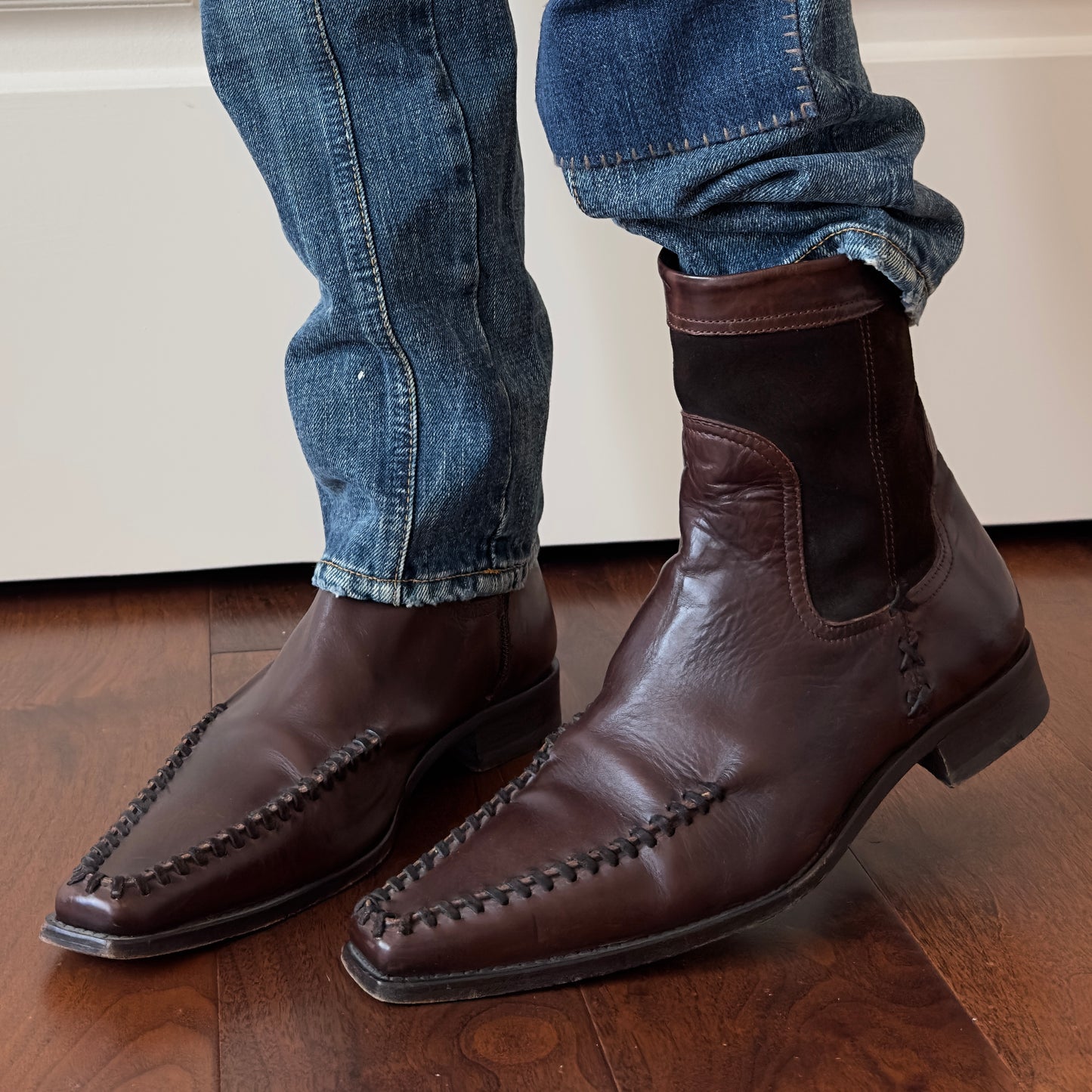 Dsquared2 F/W 2003 Brown Leather Moc-Toe Zip Ankle Boots